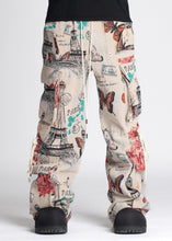 Load image into Gallery viewer, GUAPI LA VILLE LUMIERE TAPESTRY CARGO FLAIR PANTS