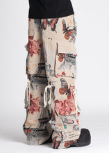 Load image into Gallery viewer, GUAPI LA VILLE LUMIERE TAPESTRY CARGO FLAIR PANTS