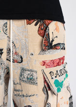 Load image into Gallery viewer, GUAPI LA VILLE LUMIERE TAPESTRY CARGO FLAIR PANTS