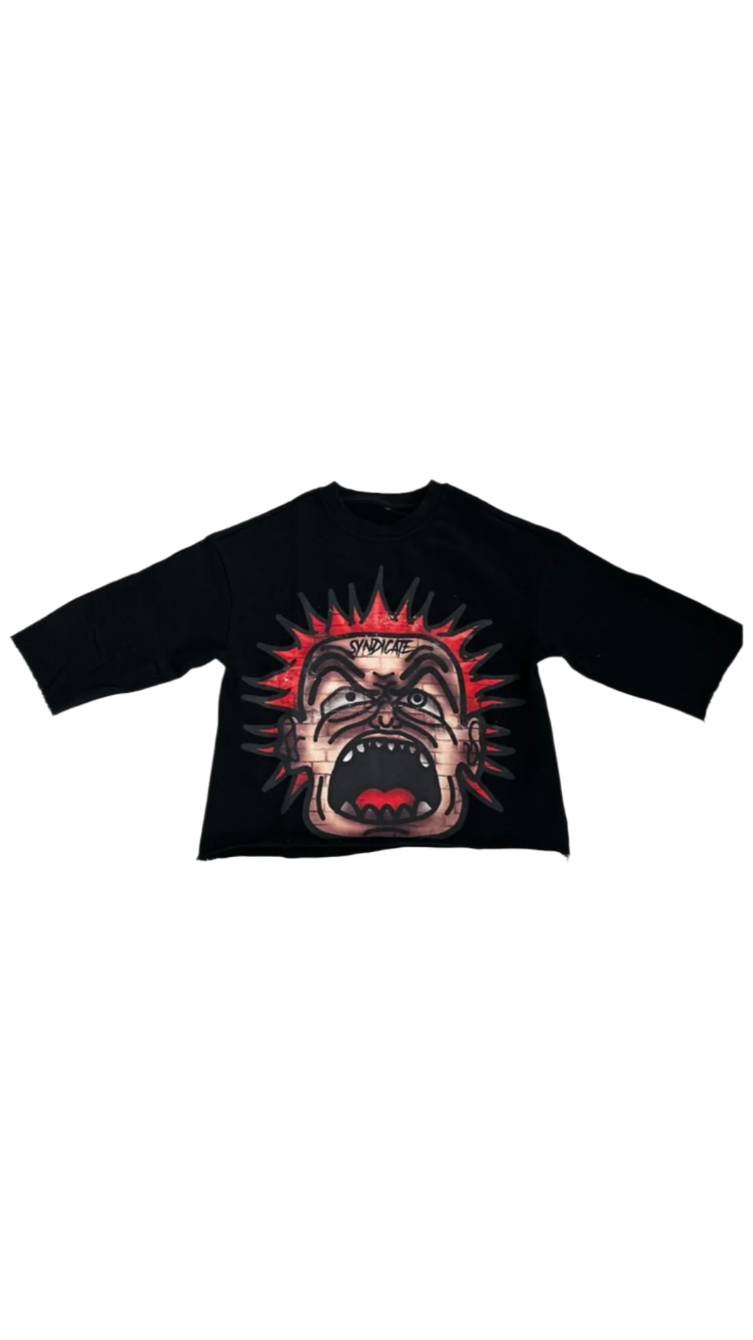 SYNDICATE ANGRY MAN CROPPED CREWNECK T.SHIRT – BLUE CITY NYC