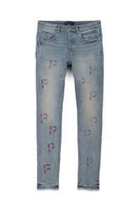 PURPLE JEANS EMBROIDERY PUNCH P PLAID