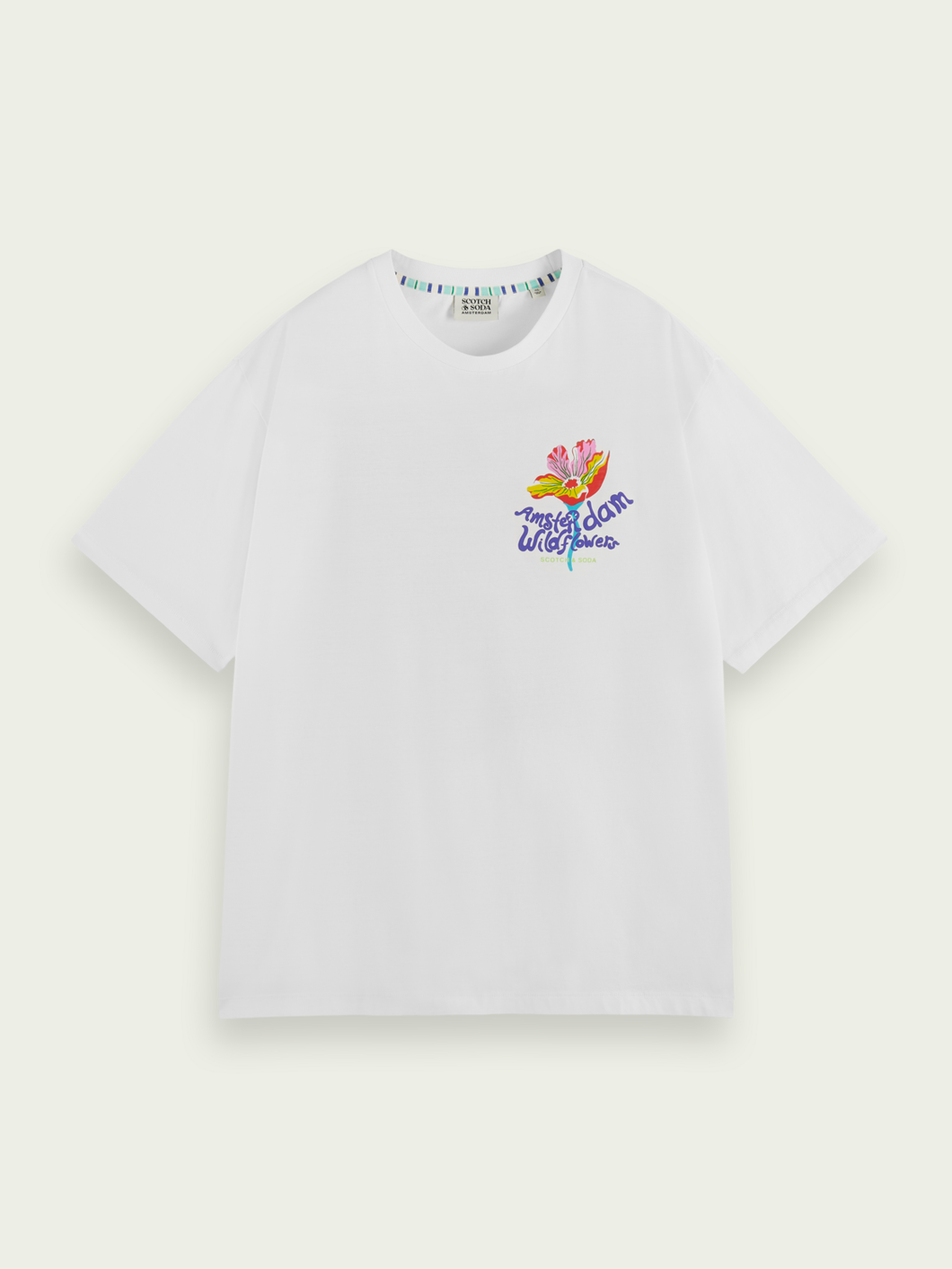 SCOTCH SODA RELAXED FIT ORGANIC COTTON ARTWORK T SHIRT BLUE